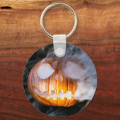 Jack-o-Lantern Halloween Pumpkin Head on Fire Sleutelhanger (Voorkant)
