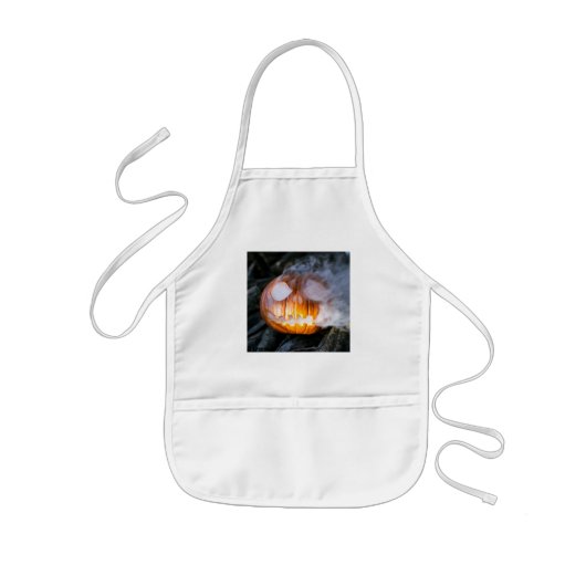 Jack-o-Lantern Halloween Pumpkin Head Roasting Kinder Schort (Voorkant)