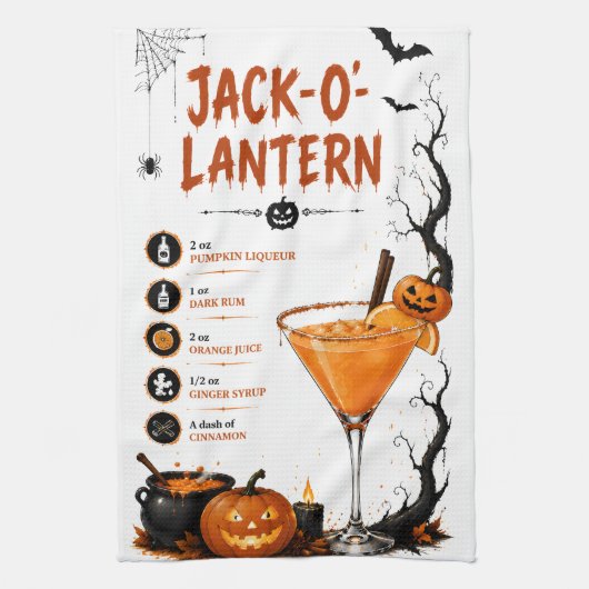 Jack O Lantern Halloween Recept Theedoek (Verticaal)