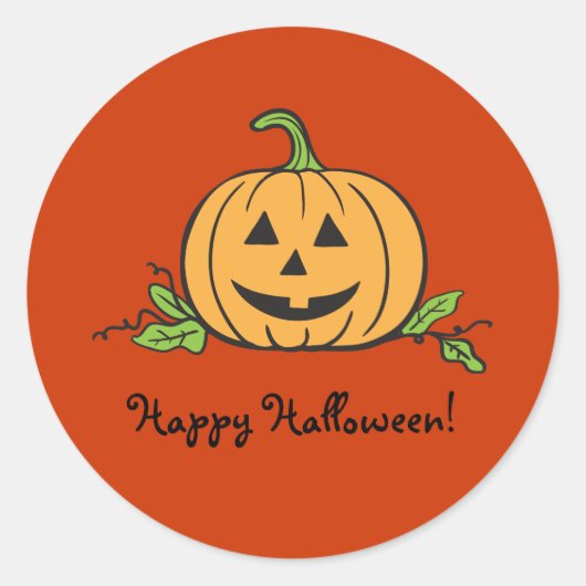 Jack O Lantern Halloween Ronde Sticker (Voorkant)