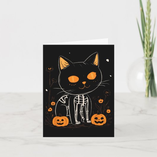 Jack O Lantern Halloween Spooky Kawaii Skeleton Ca Kaart (Voorkant)
