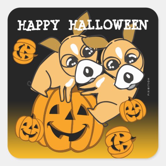 Jack O Lantern Halloween Sticker Chihuahau 1 (Voorkant)