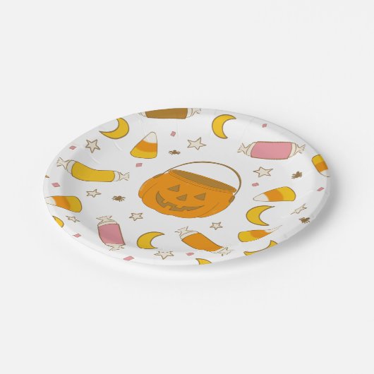 Jack-o-Lantern Halloween Trick or treat Snoep Papieren Bordje (Gekanteld)