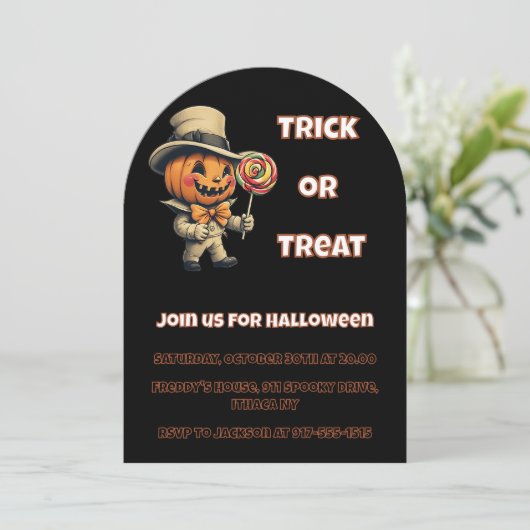 Jack O Lantern Halloween Uitnodiging (Staand voorkant)