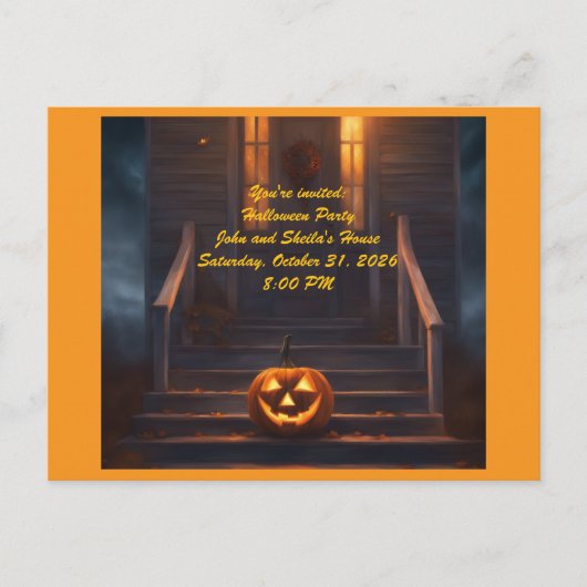 Jack-o-Lantern Halloween Uitnodiging Briefkaart (Voorkant)