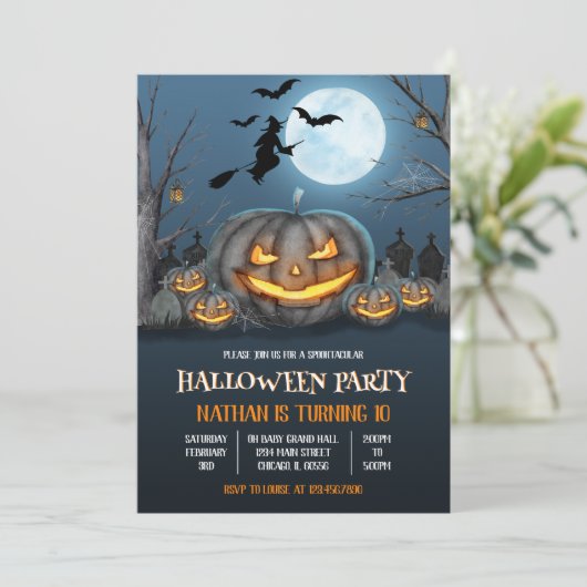 Jack-o-Lantern Halloween Verjaardagsfeest Kaart (Staand voorkant)