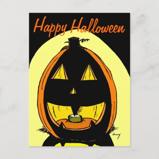 Jack o' Lantern "Happy Halloween" Briefkaart (Voorkant)