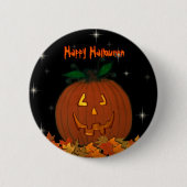Jack-O-Lantern Happy Halloween Button (Voorkant)