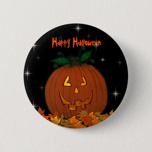 Jack-O-Lantern Happy Halloween Button (Voorkant)