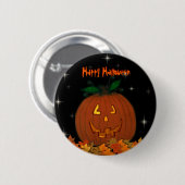 Jack-O-Lantern Happy Halloween Button (Voorkant /achterkant)