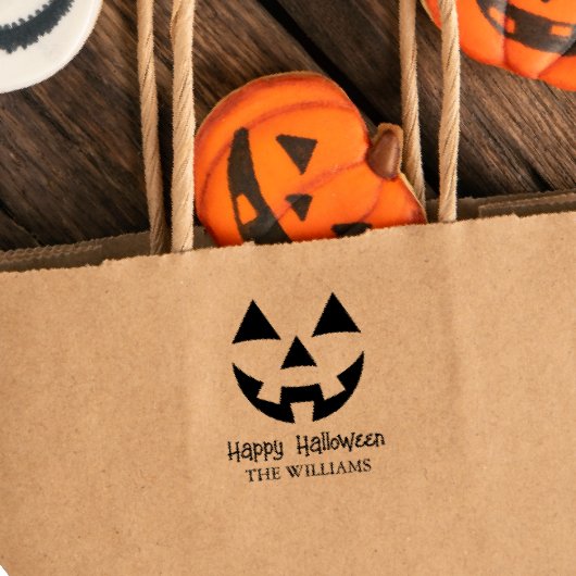JACK O LANTERN HAPPY HALLOWEEN FAMILIENAAM  ZELFINKTENDE STEMPEL