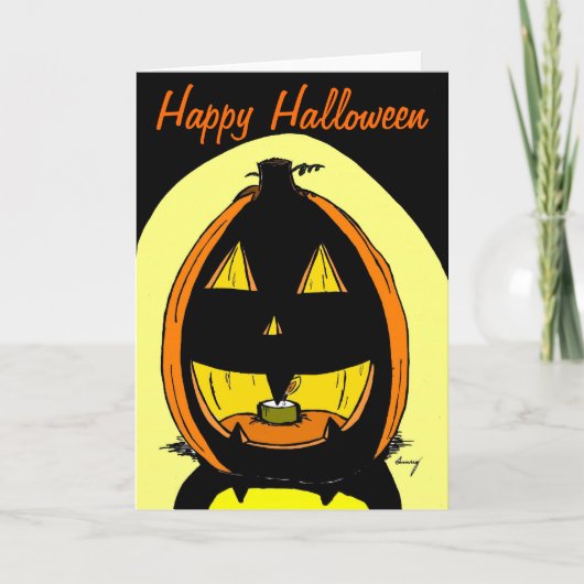 Jack o' Lantern "Happy Halloween" Kaart (Voorkant)