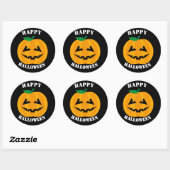 Jack-O-Lantern Happy Halloween op Black Ronde Sticker (Vel)