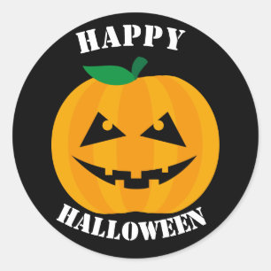 Jack-O-Lantern Happy Halloween op Black Ronde Sticker