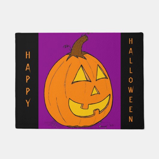 Jack o' Lantern "Happy Halloween" Seizoensdoormat Deurmat (Voorkant)