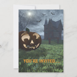 Jack-O-Lantern/Haunted House Halloween Uitnodiging