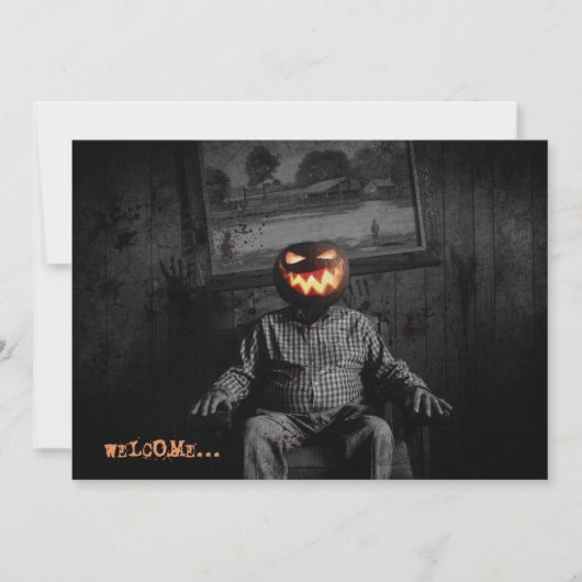 Jack O' Lantern Head Spooky Halloween Party Kaart (Voorkant)