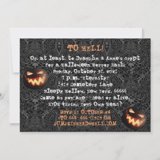 Jack O' Lantern Head Spooky Halloween Party Kaart (Achterkant)