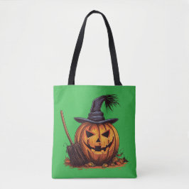 Jack O’ Lantern Heks – Klassieke Pompoen Halloween Tote Bag
