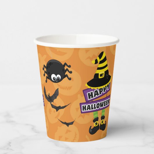 Jack o' Lantern Heksenbord Halloween Papieren Bekers (Links)