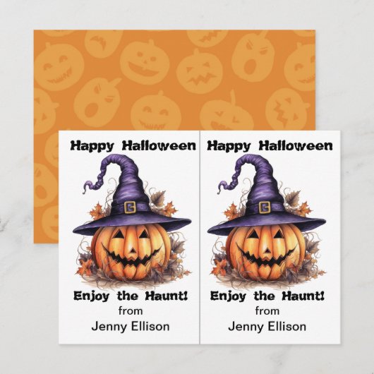 Jack o' Lantern Heksenschool Party Halloween Kaart (Voorkant / Achterkant)
