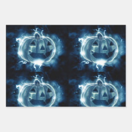 Jack-o-lantern in de regen inpakpapier vel