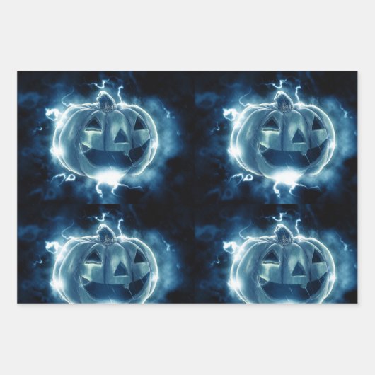 Jack-o-lantern in de regen inpakpapier vel (Voorkant)