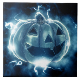 Jack-o-lantern in de regen tegeltje