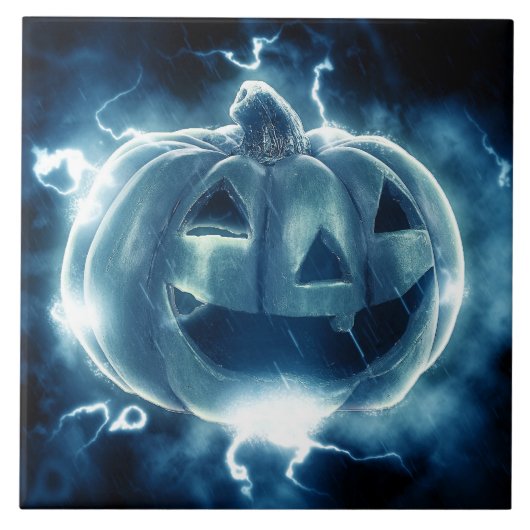 Jack-o-lantern in de regen tegeltje (Voorkant)