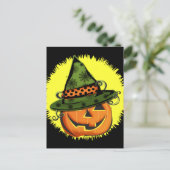 Jack-O-Lantern in heks Pet Briefkaart (Staand voorkant)