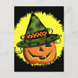 Jack-O-Lantern in heks Pet Briefkaart