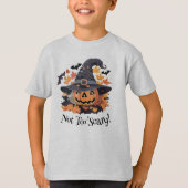 Jack-o-Lantern in het Pet van de heks Halloween T-shirt (Voorkant)