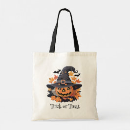 Jack-o-Lantern in het Pet van de heks Halloween Tote Bag