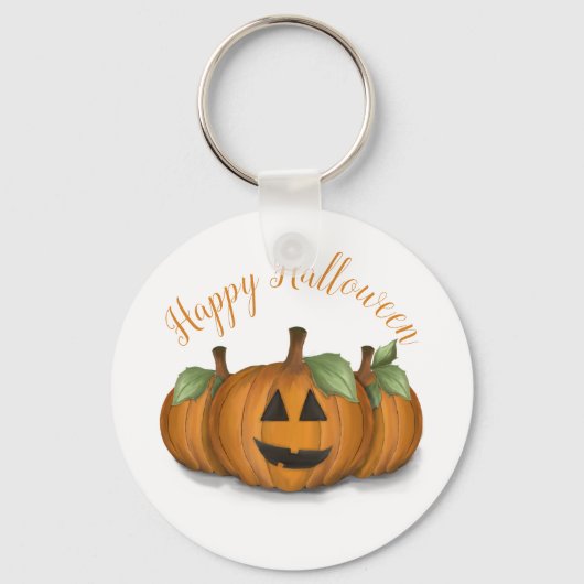 Jack O Lantern in Pompoen Veld Sleutelhanger (Voorkant)