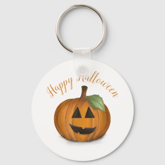 Jack O Lantern in Pompoenveld Sleutelhanger (Voorkant)
