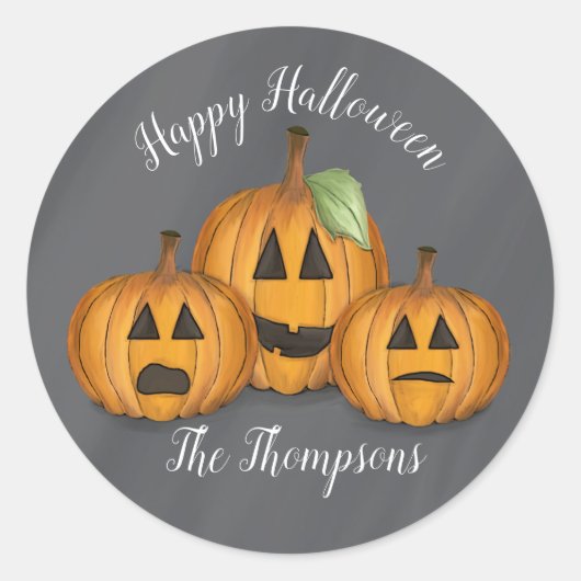 Jack O Lantern in Pumpkin Patch Ronde Sticker (Voorkant)