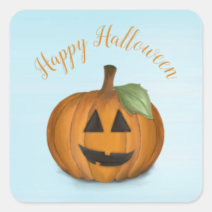 Jack O Lantern in Pumpkin Patch Square Sticker