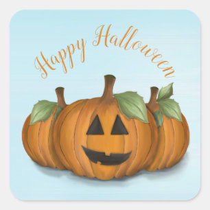 Jack O Lantern in Pumpkin Patch Square Sticker