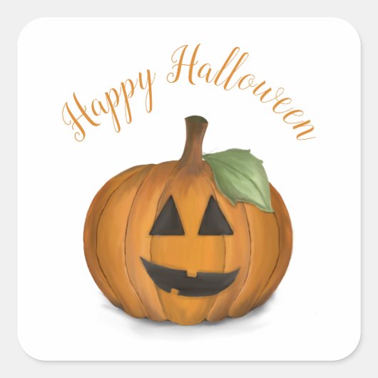 Jack O Lantern in Pumpkin Patch Square Sticker (Voorkant)