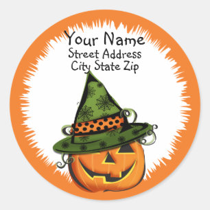 Jack-O-Lantern in Witch Pet Adres Label