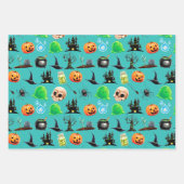 Jack O Lantern Inpakpapier Plat Vel Set van 3 (Voorkant 2)