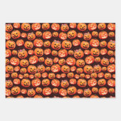 Jack O Lantern Inpakpapier Plat Vel Set van 3 (Voorkant)