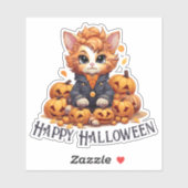 Jack-O-Lantern Kat - "Happy Halloween" Sticker (Vel)