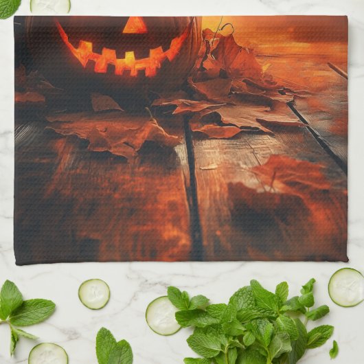 Jack 'O Lantern keukenhanddoek (Gevouwen)