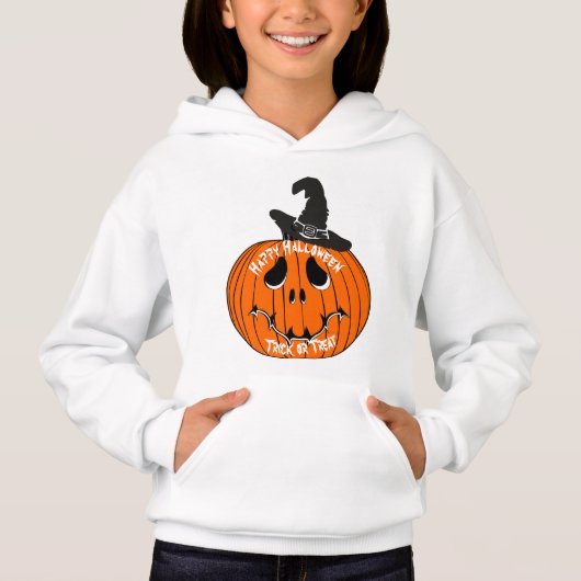 Jack O' Lantern Kids Trui Heksenhoed Halloween (Voorkant)