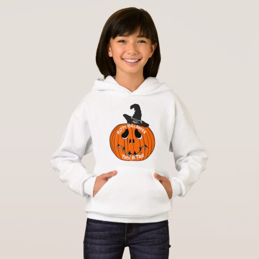 Jack O' Lantern Kinder Hoodie Witch Pet Halloween (Voorkant volledig)