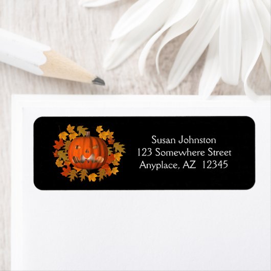 Jack O Lantern Leaves Halloween Address Label (Insitu)