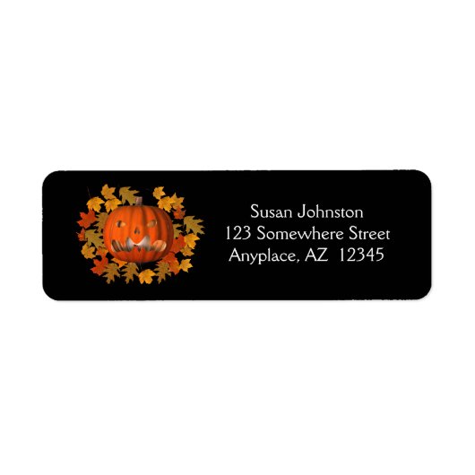 Jack O Lantern Leaves Halloween Address Label (Voorkant)
