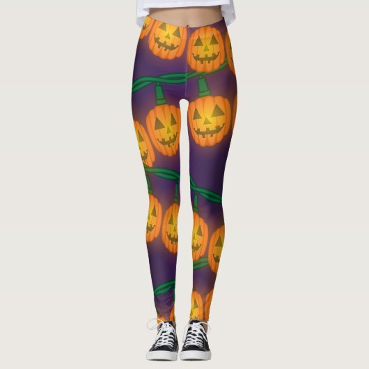 Jack O Lantern Lichtjes Leggings (Voorkant)