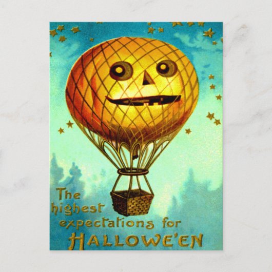 Jack O' Lantern Luchtballon Briefkaart (Voorkant)